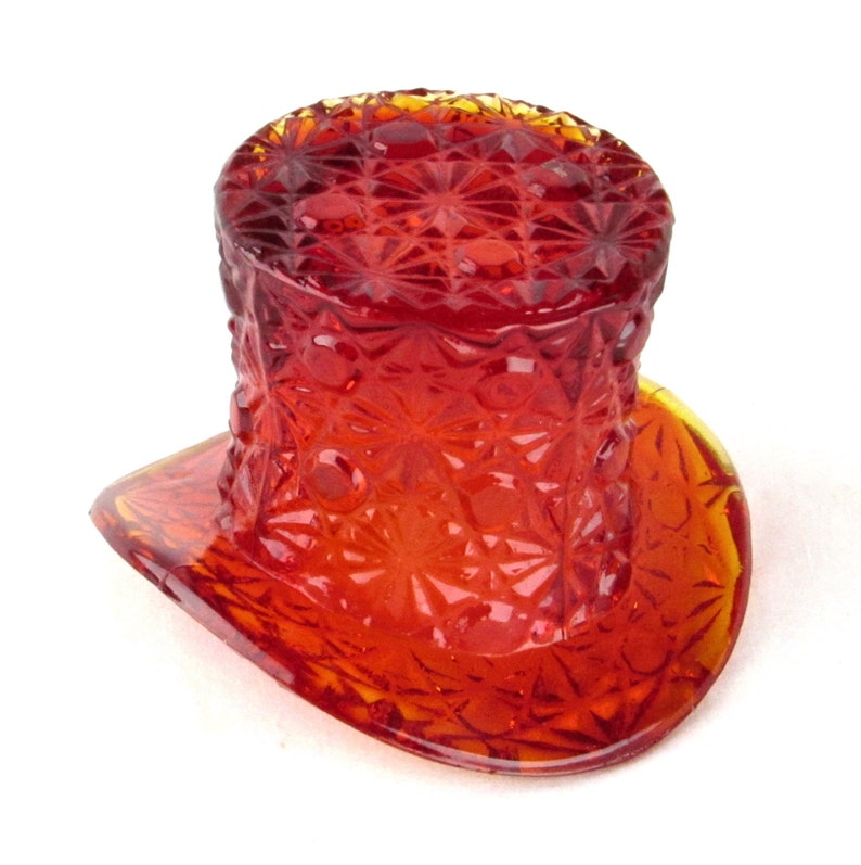 Glass Amberina Top Hat Toothpick Holder Red Orange Etsy