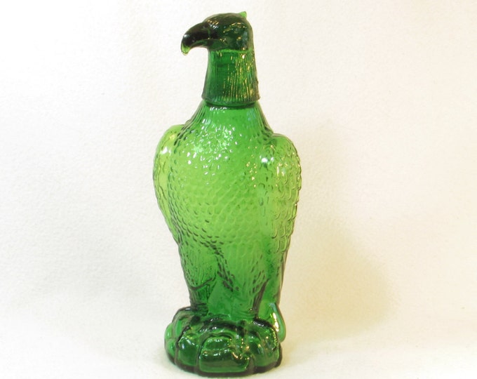 Emerald Green Glass Eagle Decanter Liguor Bottle Vintage Etsy