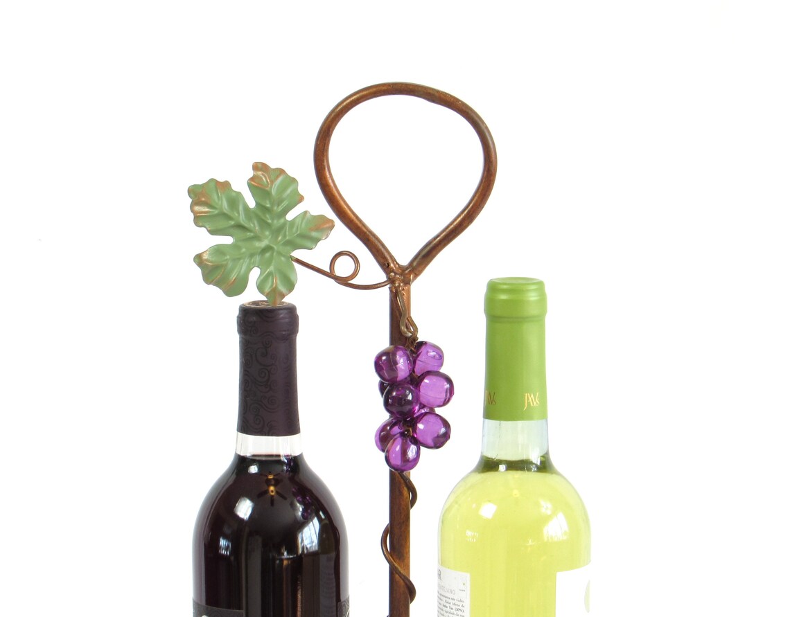Wine Bottle Holder Two Wine Bottle Rack Grapes and Leaf Etsy
