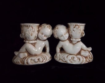 Cherub Candle Holders Pair