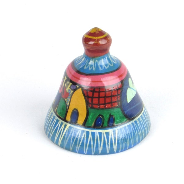 Terra Cotta Mexican Bell - Village People - Sun - Homes - Terracotta Pottery - Hand Painted - Vintage Cultural - Global Home Decor