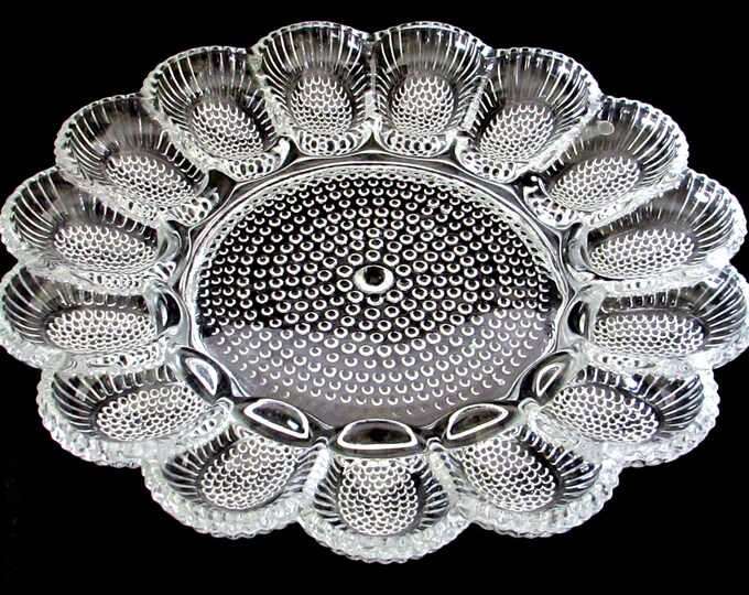 Vintage Glass Egg Platter Deviled Eggs Plate Boiled Eggs Etsy
