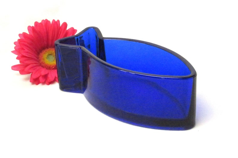Deep Sea Aquatic Beach Server Cobalt Blue Fish Bowl Nautical Ocean Glass Dish Midnight Sky Blue Colorful Kitchen Decor