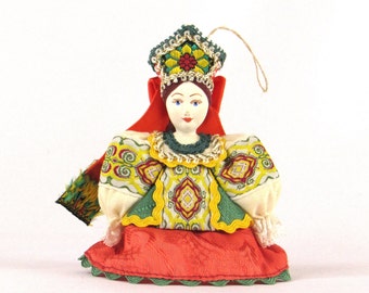 Adorable little Cultural Doll Ornament - Colorful Vintage Home Décor