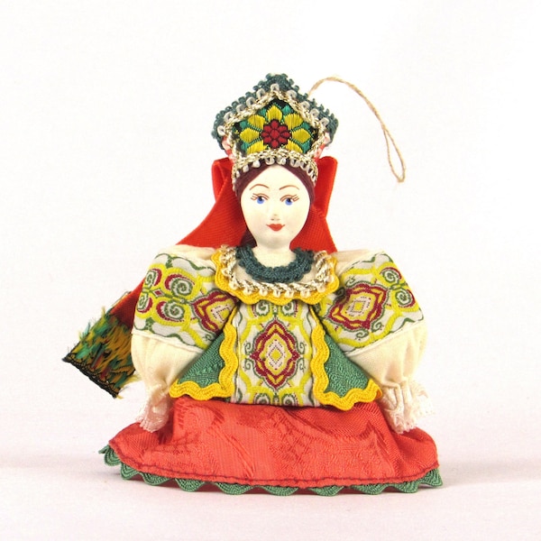 Adorable little Cultural Doll Ornament - Colorful Vintage Home Décor