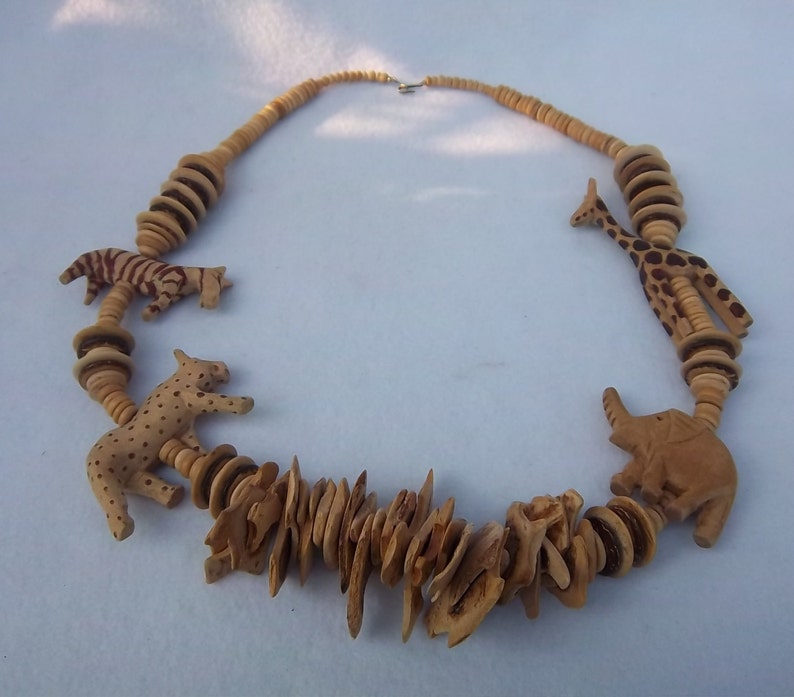 Jungle Safari Vintage Wood Bead Wild Animals African Tiki - Etsy