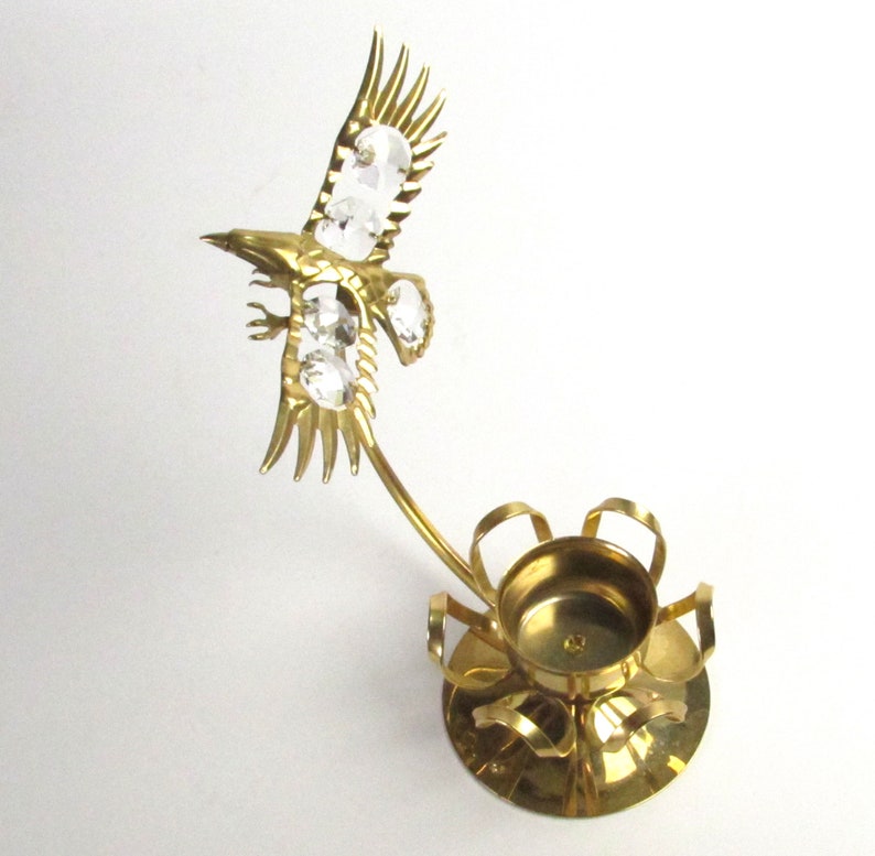 24K Gold Electroplated Eagle Candle Holder With Crystal Wings Etsy