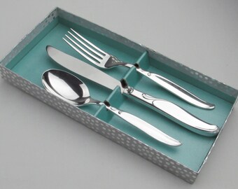 Childrens Silver Flatware Set by Wm A Rogers in Original Box