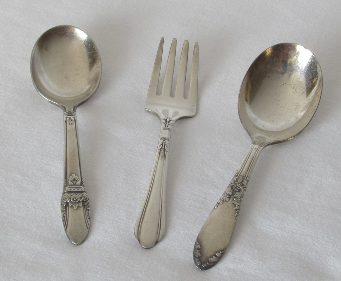 Silver Baby Flatware Ornate Silverware Child Toddler Etsy