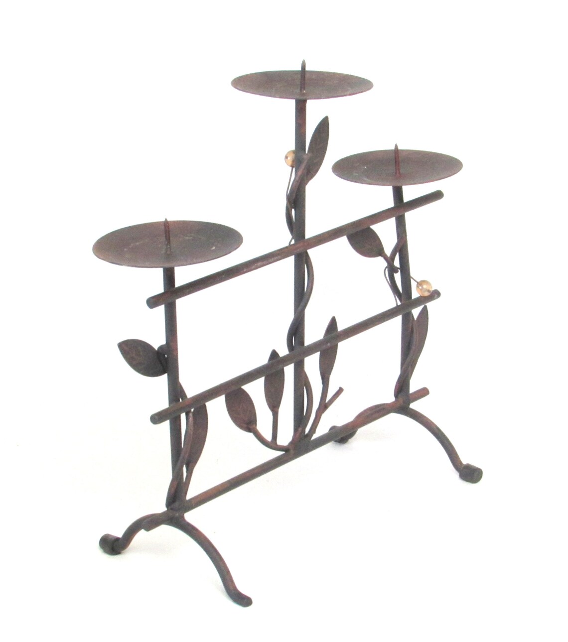 Vine and Leaves Pillar Candle Holder Dark Bronze Tone Metal Etsy