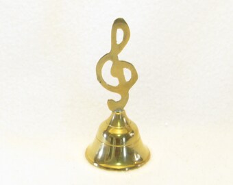 Solid Brass Bell - Musical G-Clef Symbol - Made in India - Vintage Home Decor