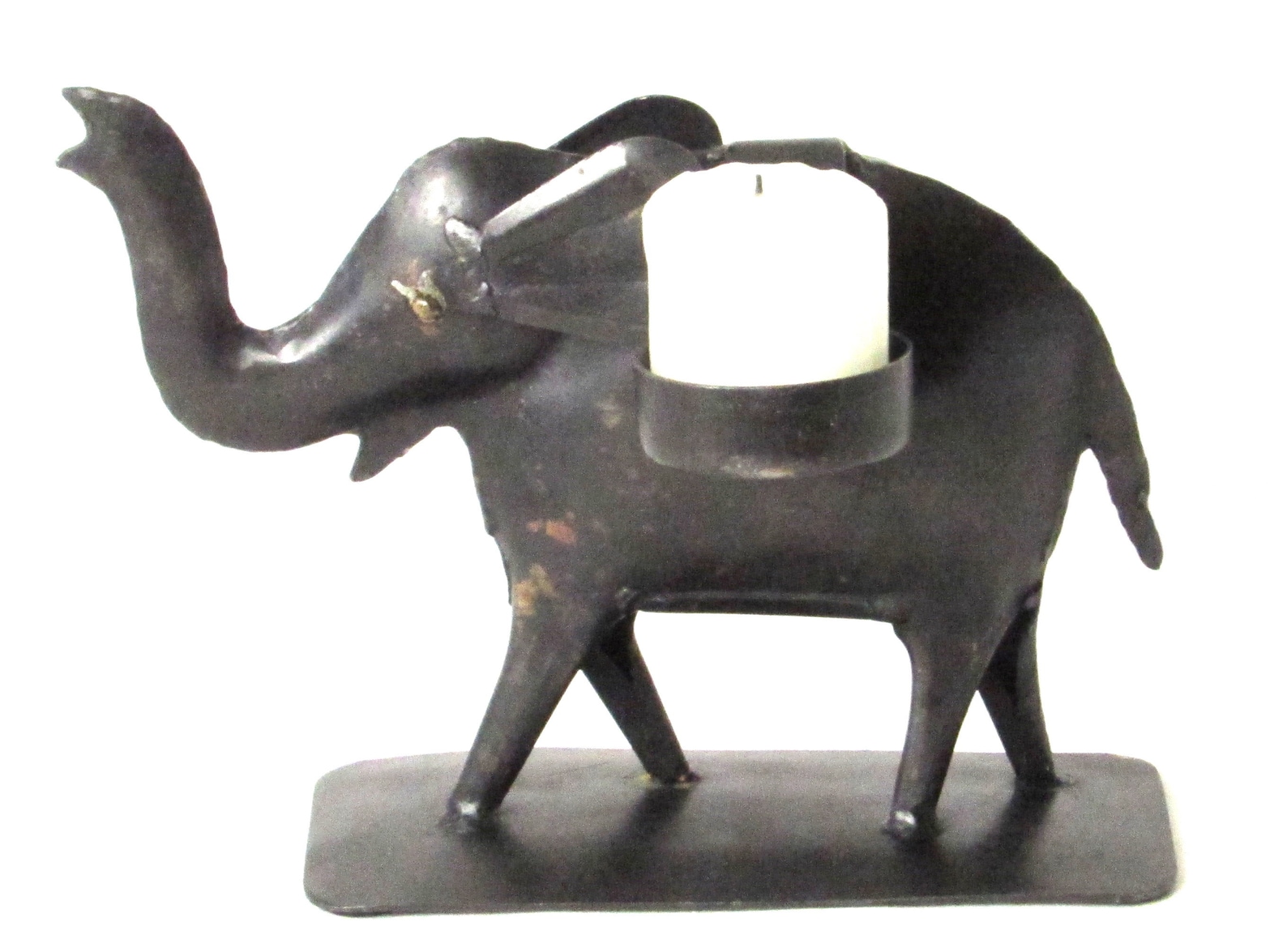 Exotic Elephant Candle Holder Dark Metal Sculpture Two Etsy