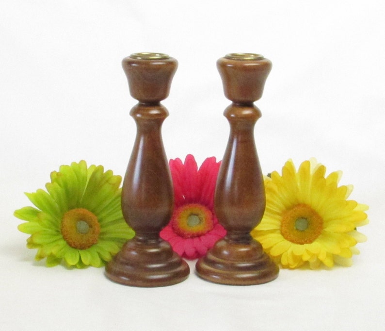 Danish Modern Wooden Candlesticks Pair Etsy