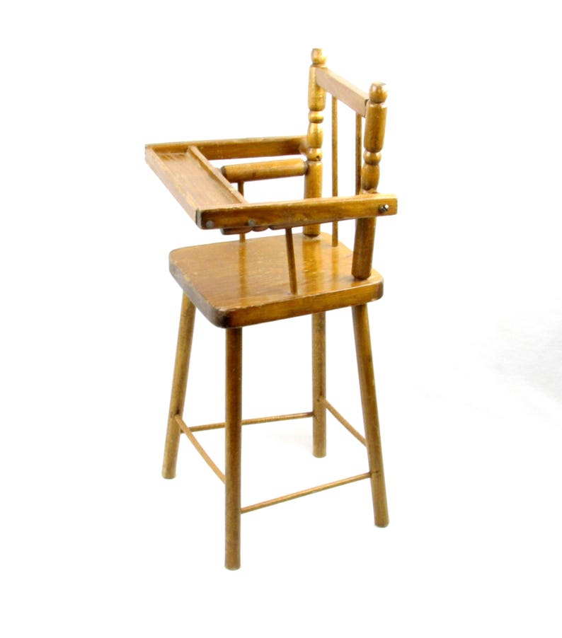 Mid Century Wooden High Chair Wood Baby Doll Furniture Image 0