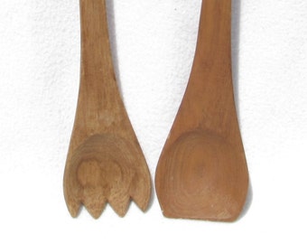 Goodwood Genuine Teak with Rooster Label Danish Modern Salad Servers