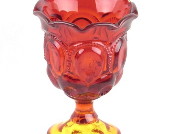 Lovely Amberina Colored Glass Container - Vintage Tangerine - Orange Spice - Red to Yellow Fade Jar - Glass - Goblet - Compote Home Decor