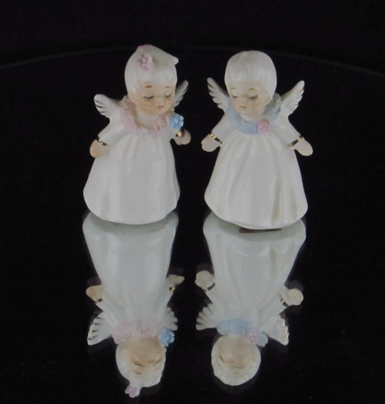 One Pair of Sweet Little Angel Figurines with 22K Gold Gilt Etsy