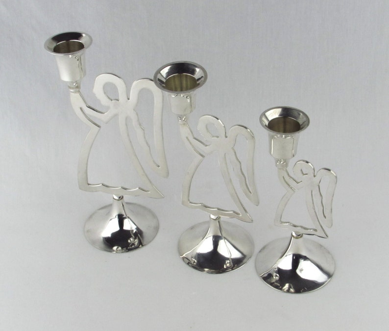Vintage Silver Angel Candle Holders Set of Three 3 Taper Etsy