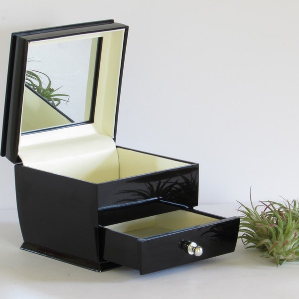Men's Jewelry Box with Mirrored Interior and Compartment Drawer