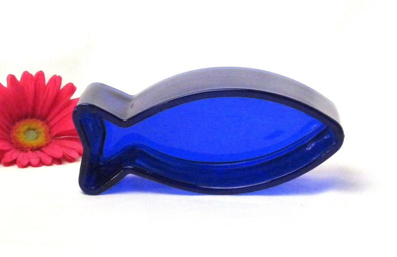 Deep Sea Aquatic Beach Server Cobalt Blue Fish Bowl Nautical Ocean Glass Dish Midnight Sky Blue Colorful Kitchen Decor
