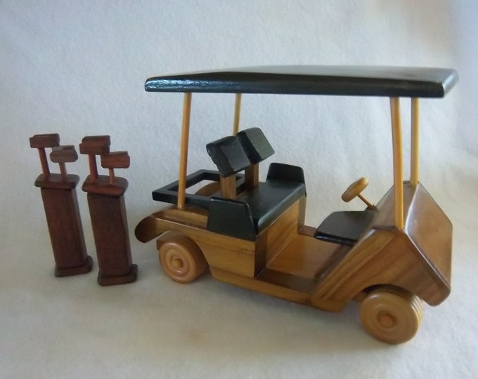 Wooden Golf Cart With Dual Sets of Golf Clubs in Bag Hand Etsy