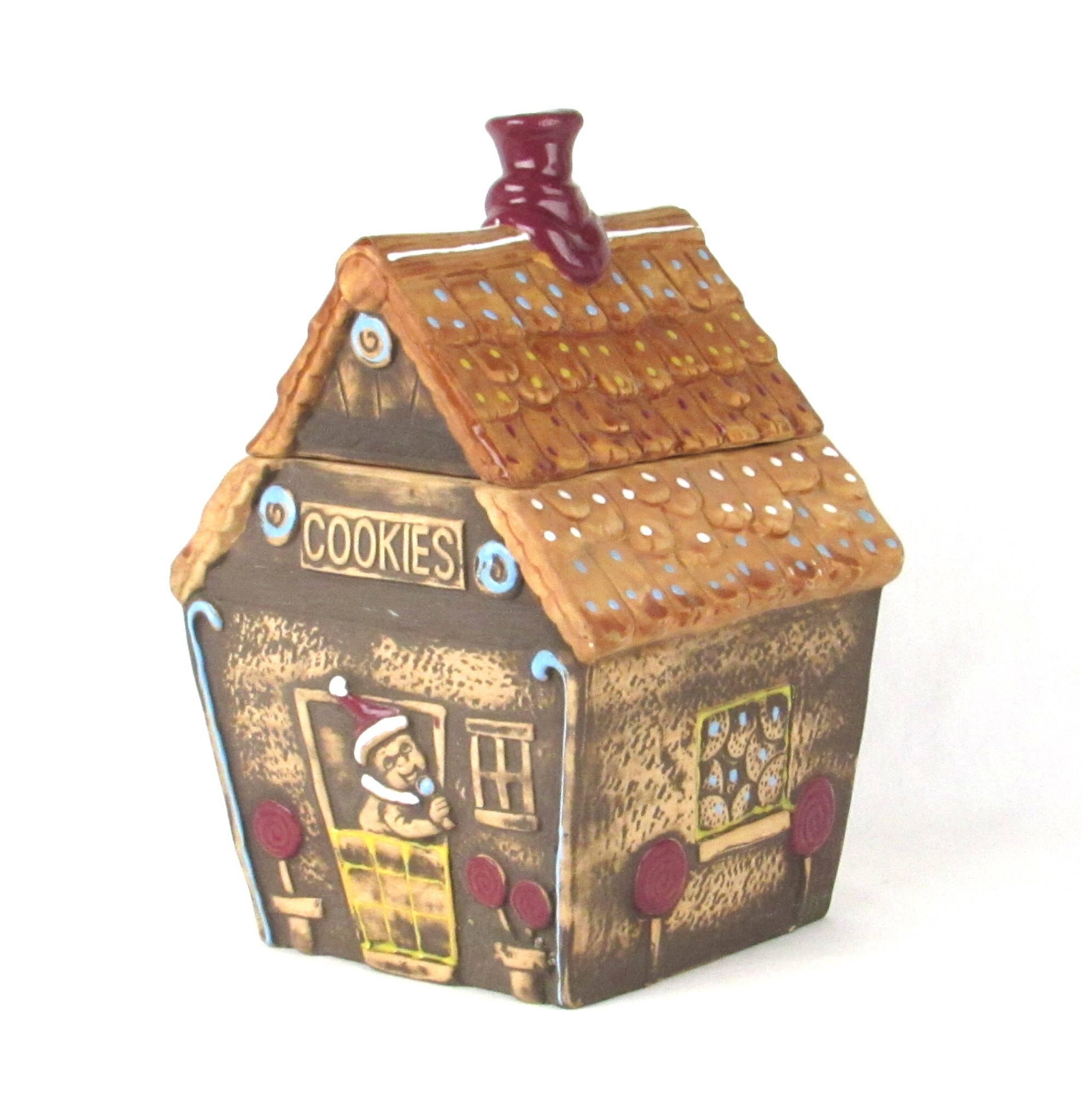 Gingerbread House Cookie Jar Mid Century Kitchen Storage Etsy