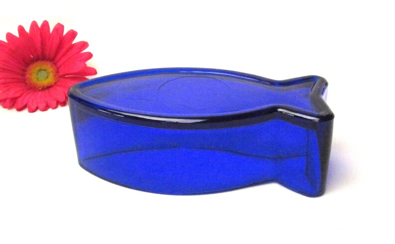 Deep Sea Aquatic Beach Server Cobalt Blue Fish Bowl Nautical Ocean Glass Dish Midnight Sky Blue Colorful Kitchen Decor