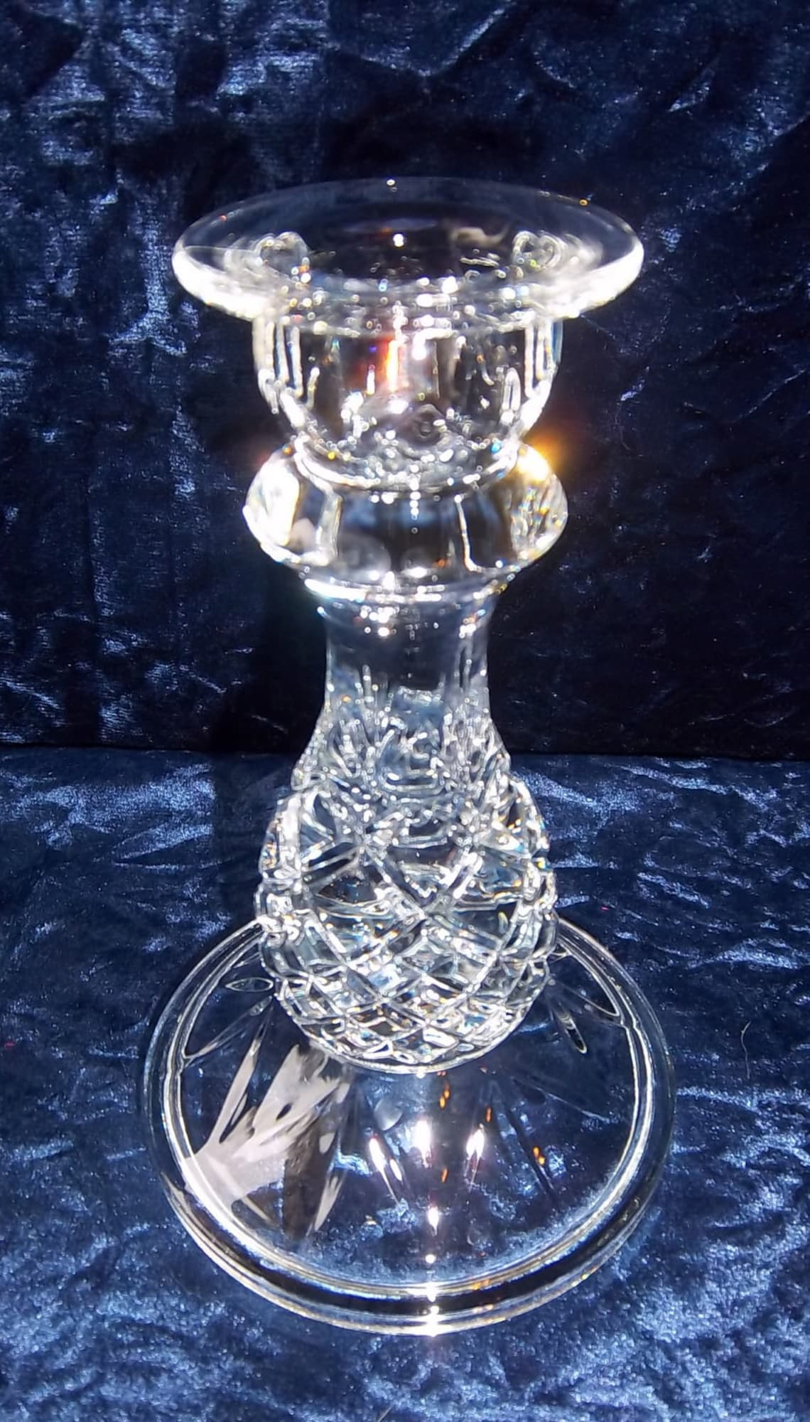 Crystal Clear Pineapple Cut Glass Candle Holder Etsy