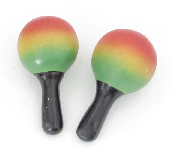 Petite Jamaican Musical Maracas Set in Red Orange Yellow and Etsy