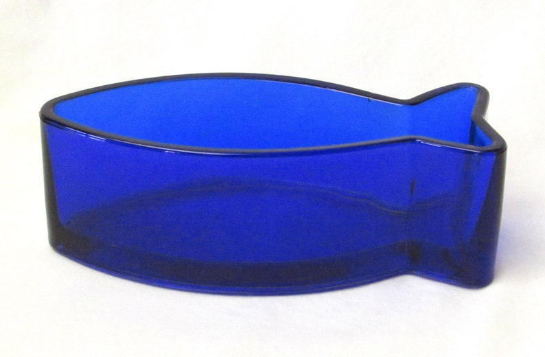 Deep Sea Aquatic Beach Server Cobalt Blue Fish Bowl Nautical Ocean Glass Dish Midnight Sky Blue Colorful Kitchen Decor