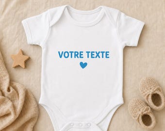 Body bébé personnalisé avec texte – Impression devant, dos ou recto verso – Cadeau naissance