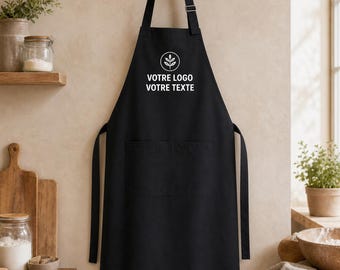 Tablier personnalisé avec logo ou texte – Tablier professionnel unisexe pour cuisine et restaurant