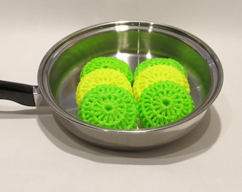 Kitchen Dish Scrubbies - 2 Neon Yellow and 4 Citrus Nylon Net Scrubbies