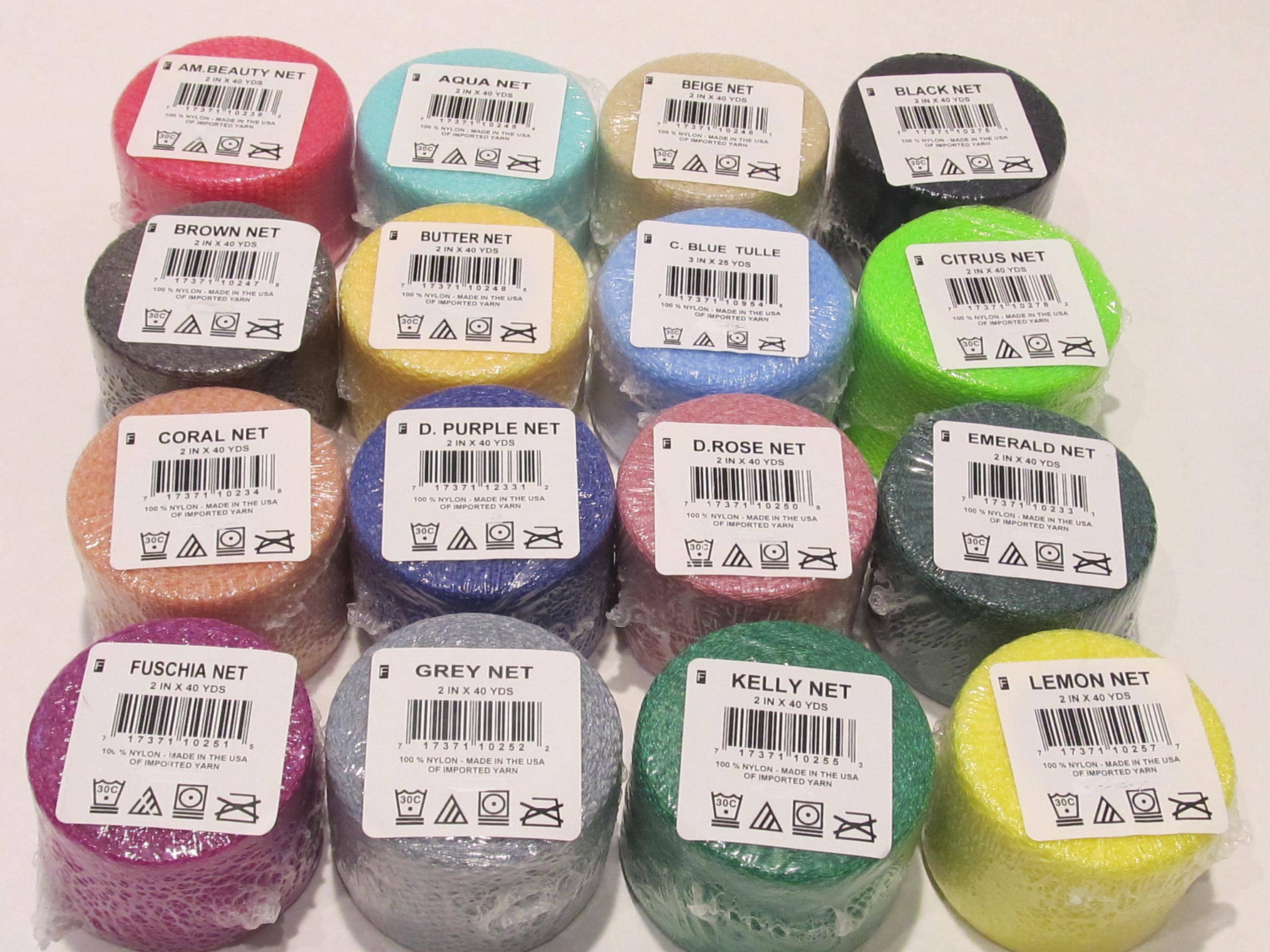 Scrubbie Netting on 40 yard spools - Pick Any 8 Spools Mix and Match Your Colors of 2 Inch Nylon Net for Crocheting Scrubbies