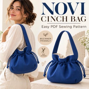 Drawstring Shoulder Bag Sewing Pattern PDF, Beginner, No Zipper, 2 Sizes
