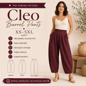 Women’s Barrel Pants PDF Sewing Pattern, XS–5XL