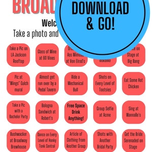 Nashville Broadway Bingo, PRINTABLE, Bachelorette Party Game, Nash Bash,