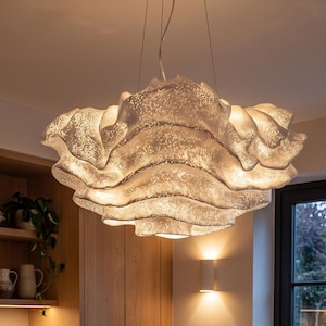 Modern Cloud Pendant Light | Sculptural Resin Chandelier | Organic Ceiling Light | Wabi Sabi Hanging Lamp | Japandi Dining Lighting Fixture