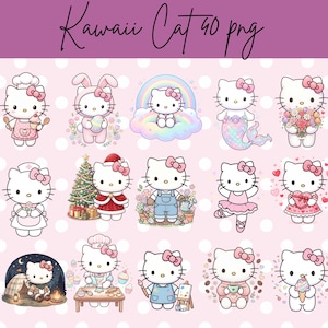 Kawaii Cat PNG Clipart Bundle | 40 Playful Graphics (Digital Download)