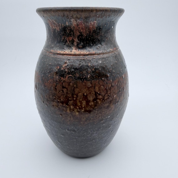 Textured Brown & Copper Vase by Mark Barta