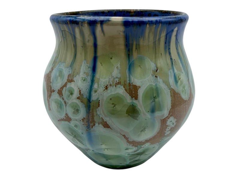 Green & Blue Crystalline Vase by Mark Barta — detail view 5