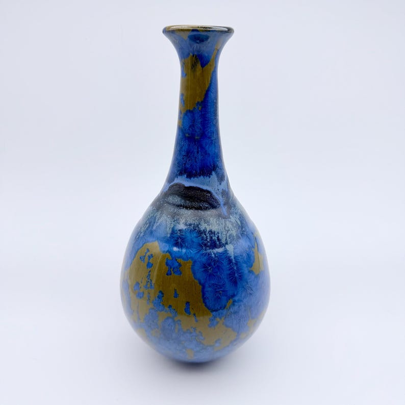 Crystalline Glaze Vase — Blue & Gold by Mark Barta — detail view 5