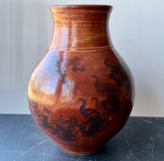 Large Stamped Shino Vase, view 5