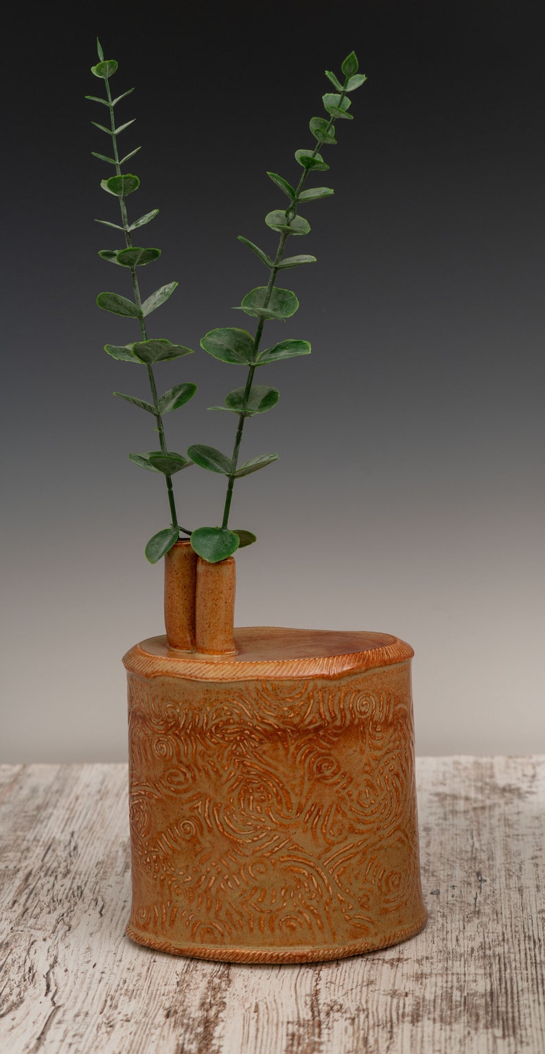 Large Shino Double-Necked Vase by Mark Barta — detail view 2