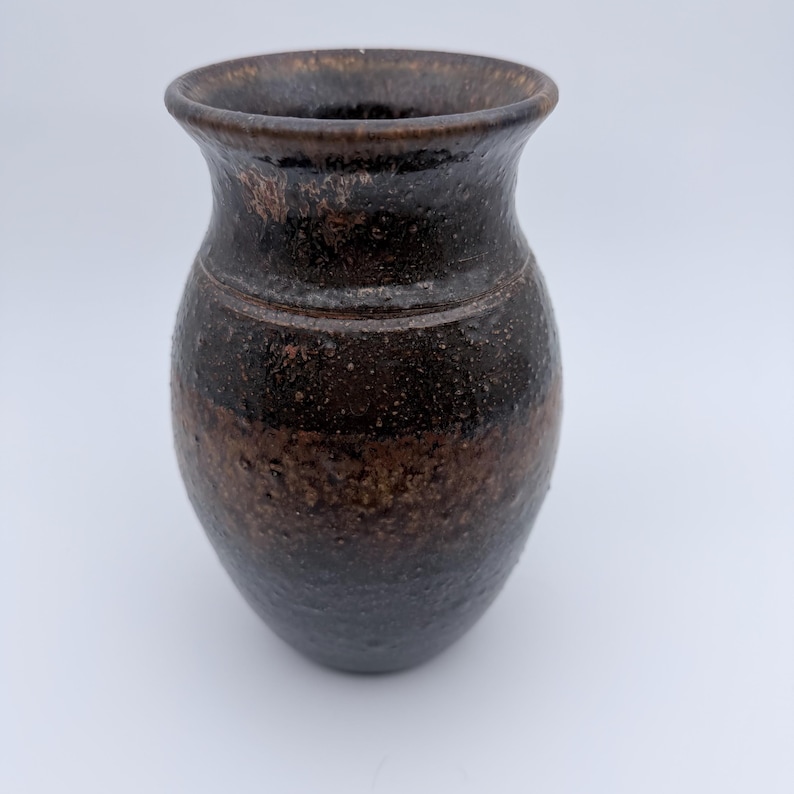Textured Brown & Copper Vase by Mark Barta — detail view 4