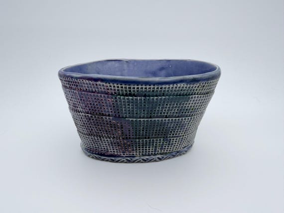 Small Textured Blue Ceramic Bowl by Mark Barta