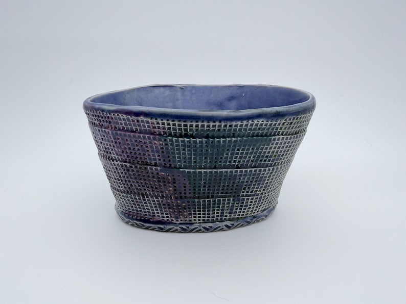 Small Textured Blue Ceramic Bowl