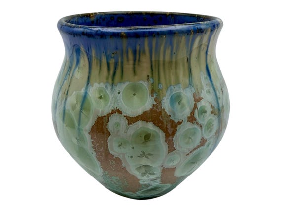 Green & Blue Crystalline Vase, view 4