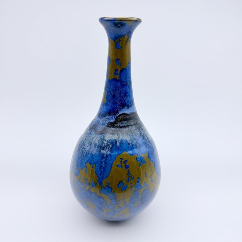 Crystalline Glaze Vase — Blue & Gold by Mark Barta — detail view 3