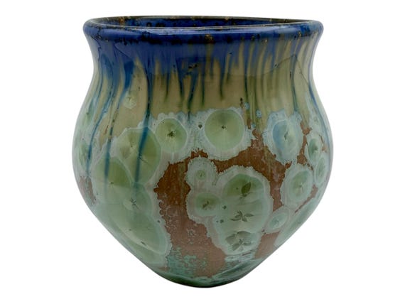 Green & Blue Crystalline Vase, view 3